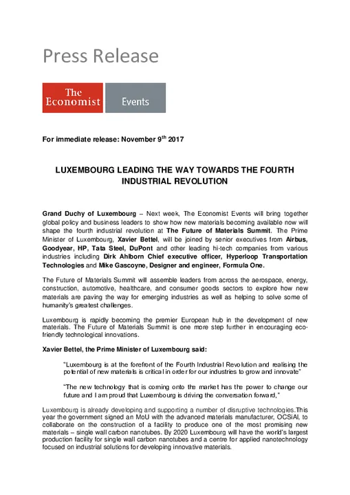Luxembourg Leading the Way Towards the Fourth Industrial Revolution